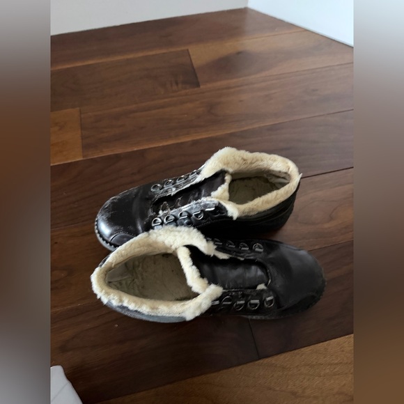 J.Crew Nordic Sherpa Lined Leather Boots Dark Brown Size 7 Hiking Style - Picture 8 of 9